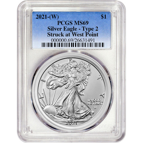 2021 (W) American Silver Eagle Type 2 - PCGS MS69 [21-(W)-ASE-T2-P-MS69]