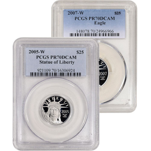 American Platinum Eagle 1/4 oz $25 - PCGS PR70 Random Date and Label