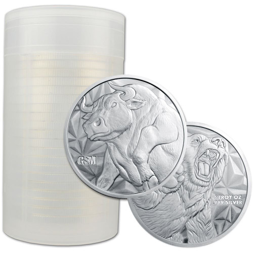 5 oz. Golden State Mint Silver Round Bull/Bear .999 Fine