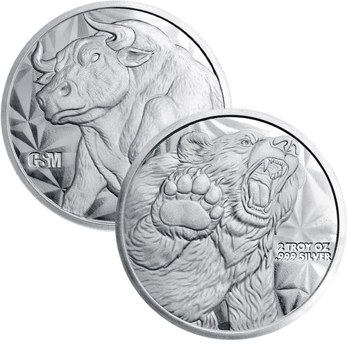 5 oz. Golden State Mint Silver Round Bull/Bear .999 Fine - Liberty
