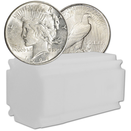 1924 US Peace Silver Dollar $1 - AU - Roll of 20 Coins