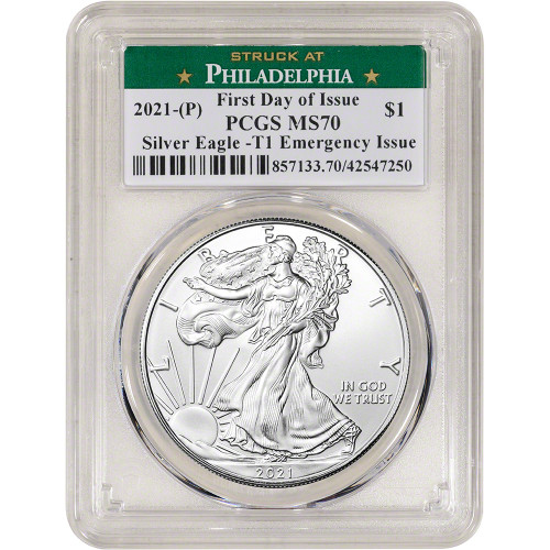 2021 (P) American Silver Eagle - PCGS MS70 First Day Issue Emergency Issue Phil [21-(P)-ASE-P-MS70-FDI-PHL]