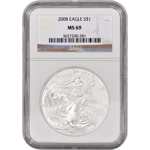 2008 American Silver Eagle - NGC MS69 [08-ASE-N-MS69-OSH]