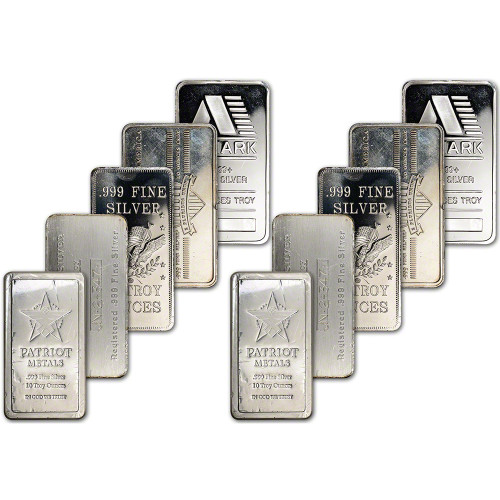 10 oz. Silver Bar - Random Brand - Secondary Market - .999 Fine