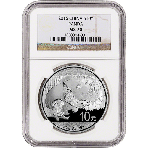 2016 China Silver Panda (30 g) 10 Yuan - NGC MS70 [16-CSP-N-MS70