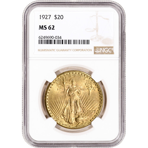 1927 US Gold $20 Saint-Gaudens Double Eagle - PCGS MS62 [27-USG