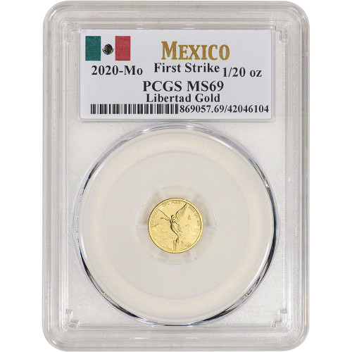 2020 Mo Mexico Gold Libertad 1/20 oz 1/20 Onza - PCGS MS69 First Strike [20-LIBERTAD-G.05-P-MS69-FS-MX]