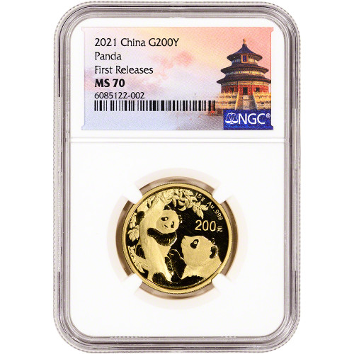 2021 (Y) China Gold Panda 15 g 200 Yuan - NGC MS70 First Releases