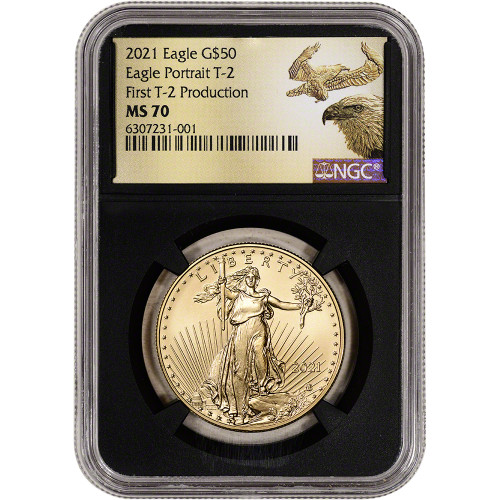 2021 American Gold Eagle Type 2 1 oz $50 - NGC MS70 First Production Black Core [21-AGE-50-T2-N-MS70-FP-GEDBK]