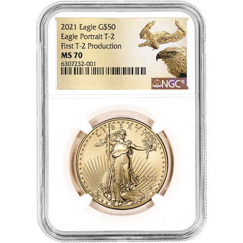 2021 American Gold Eagle Type 2 1 oz $50 NGC MS70 First Production