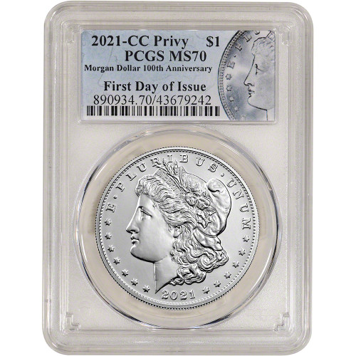 2021 (CC) US Morgan Silver Dollar $1 Carson City Privy PCGS MS70 First Day [21-(CC)-MOR-P-MS70-FDI-ANN]
