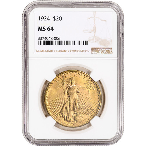 1924 US Gold $20 Saint-Gaudens Double Eagle - PCGS MS64 [24-USG