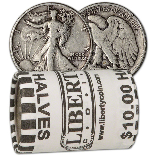 90% Silver Walking Liberty Half Dollars - Roll of 20 - $10 Face Value [X-ROLL-90-WALKER]