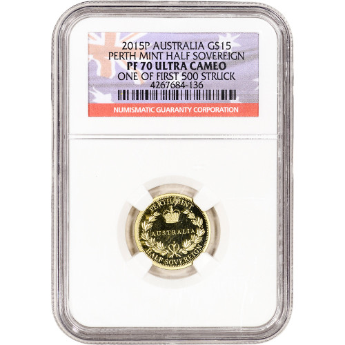 2015 P Australia Gold Perth Mint Half Sovereign Proof $15 - NGC PF70 UCAM [WG-02604]