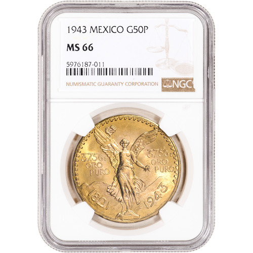 1943 Mexico Gold 50 Pesos - NGC MS66 KM-482 [WG-02596]