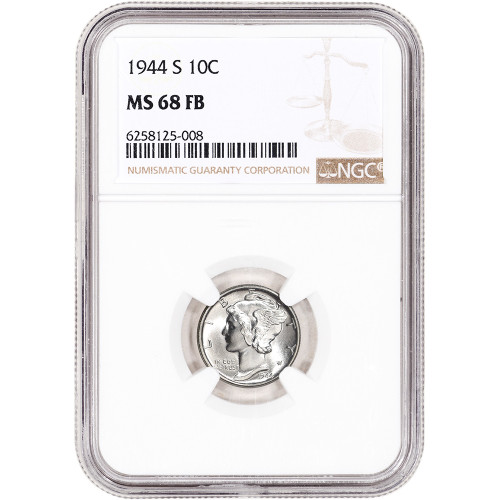 1944 S US Mercury Silver Dime 10C - NGC MS68 FB Full Bands [LC-HV-01862]