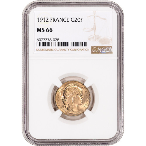 1912 France Gold 20 Francs - NGC MS66 [WG-02173]