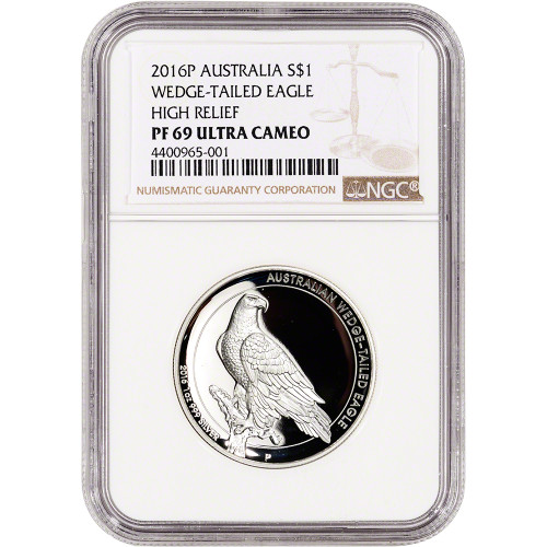 2016-P Australia Silver Wedge-Tailed Eagle High Relief Proof $1 - NGC PF69 UCAM [16-P-AU-WTE-HR-N-PF69]