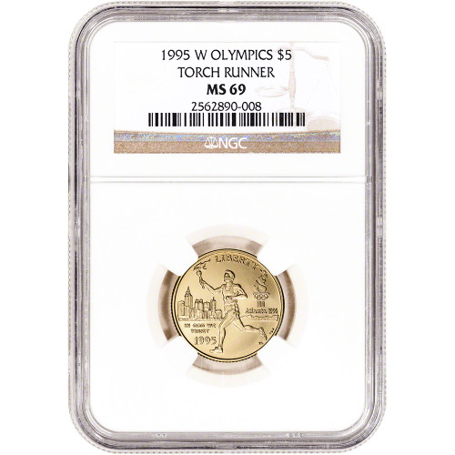 1995 W US Gold $5 Olympic Torch Runner Commemorative BU - NGC MS69 [MC-G5-95-W-OLY-TR-N-MS69]