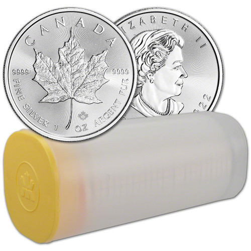 2022 Canada Silver Maple Leaf - 1 oz - $5 - 1 Roll - Twenty-five 25 BU Coins [22-CML-S5-BU(25)]