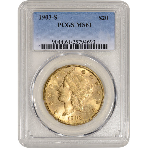 US Gold $20 Liberty Head Double Eagle - PCGS MS61 - Random Date [X-USG-LIB-20-P-MS61]