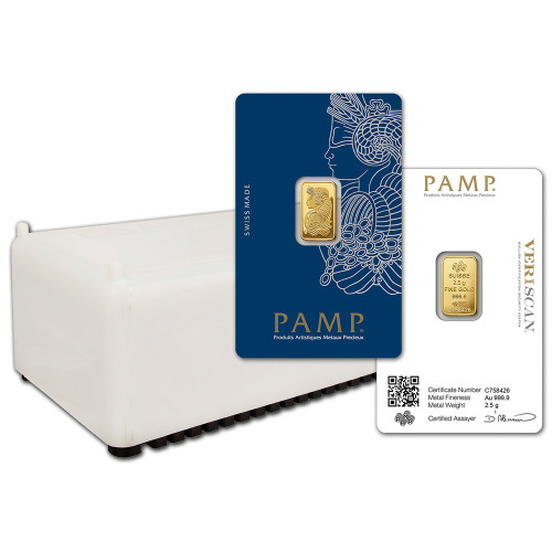 5 gram Gold Bar - PAMP Suisse - Fortuna - 999.9 Fine Box of 25