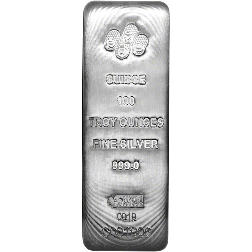 100 oz Silver Bar - PAMP Suisse .999 Fine with Assay Certificate [SILVER-Bar-100oz-PAMP]