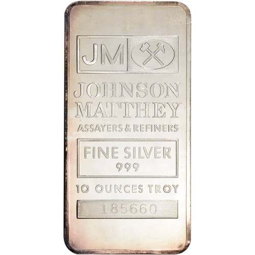 10 oz. JM Silver Bar - Johnson Matthey .999 Fine - Secondary Market [SILVER-Bar-10oz-JM-SEC]