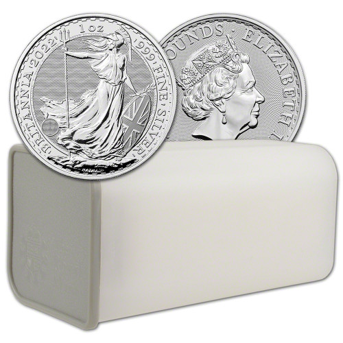 2022 Great Britain Silver Britannia £2 - 1 oz - BU - 1 Roll - 25 Coin Mint Tube [22-BRIT-S2-BU(25)]