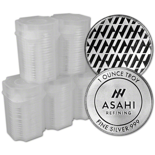 100 pc 1 oz Silver Round - Asahi Refining .999 Fine 5 Tubes of 20 [SILVER-Rnd-1oz-ASAHI(100)]