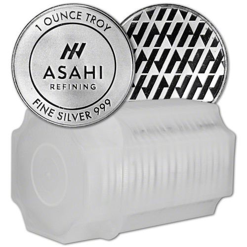 1 oz Silver Round - Asahi Refining .999 Fine Lot Roll Tube of 20 [SILVER-Rnd-1oz-ASAHI(20)]