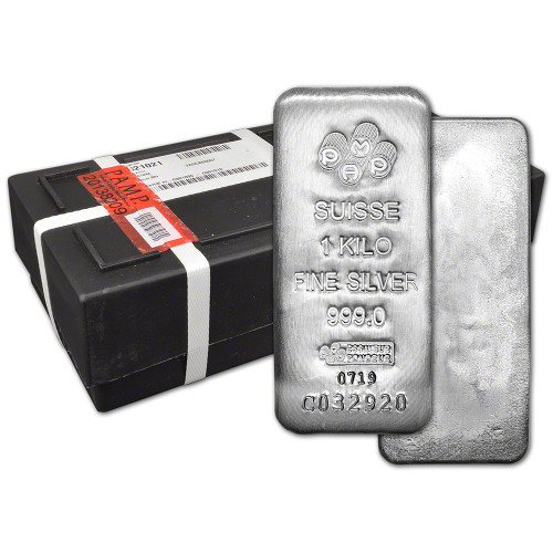 Kilo 32.15 oz Silver Bar - PAMP Suisse .999 Fine with Assay - Sealed Box of 15 [SILVER-Bar-Kilo-PAMP(15)]
