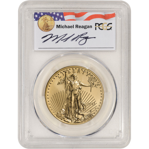 2011 W American Gold Eagle Burnished 1 oz $50 PCGS SP70 Reagan Signed [11-W-AGE-50-P-SP70-RLS]