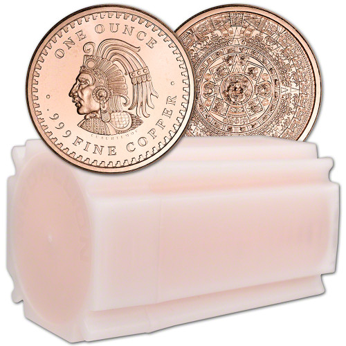 1 oz. Golden State Mint Copper Round Aztec Calendar .999 Fine Tube of 20 [COPPER-Rnd-1oz-GSM-AZTEC(20)]