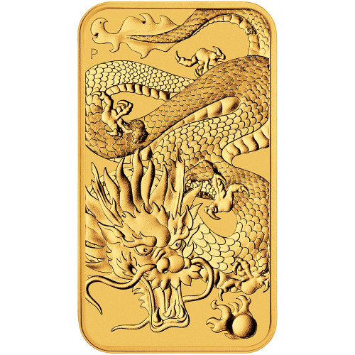 2022 P Australia Gold Dragon Rectangle Coin 1 oz $100 - BU [22-P-AU-DRAGONBAR-G100-BU]