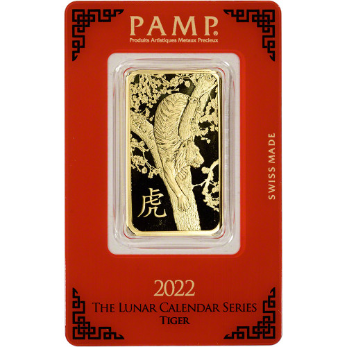 1 oz Gold Bar - PAMP Suisse - Lunar Year of the Tiger - 999.9 Fine