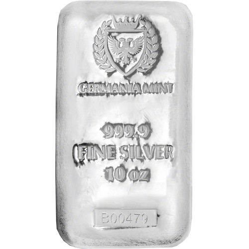 10 oz Germania Mint Silver Bar 999 Fine [SILVER-Bar-10oz-GM-Cast]