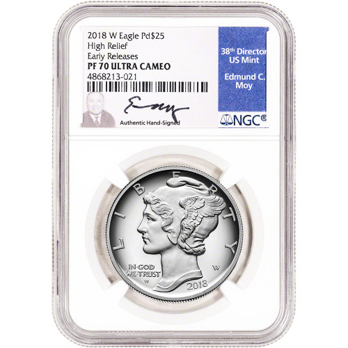 2018 W American Palladium Eagle Proof 1 oz $25 - NGC PF70 Early Releases Moy [18-W-APDE-N-PF70-ER-MOY-NSL]