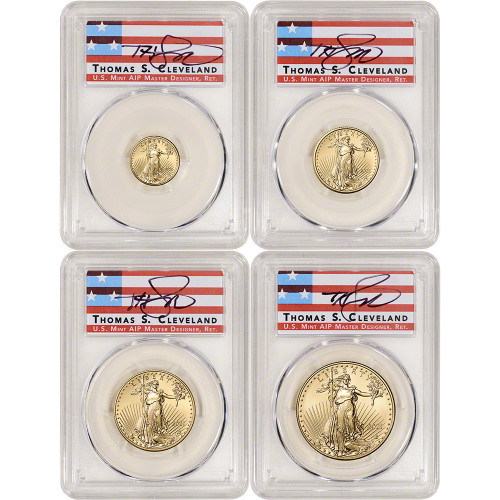 2021 American Gold Eagle Type 2 4-pc Year Set PCGS MS70 First Day Issue Signed [21-AGE-SET-T2-P-MS70-FDI-TSC]