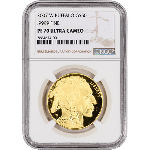 2007 W American Gold Buffalo Proof 1 oz $50 - NGC PF70 Ultra Cameo [07-W-BUFF-N-PF70-NSL]