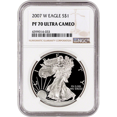 2007 W American Silver Eagle Proof - NGC PF70 UCAM [07-W-ASE-N-PF70-NSL]