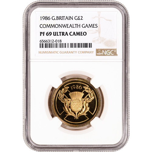 1986 Great Britain Gold Commonwealth Games Proof G£2  - NGC PF69 Ultra Cameo [WG-02716]