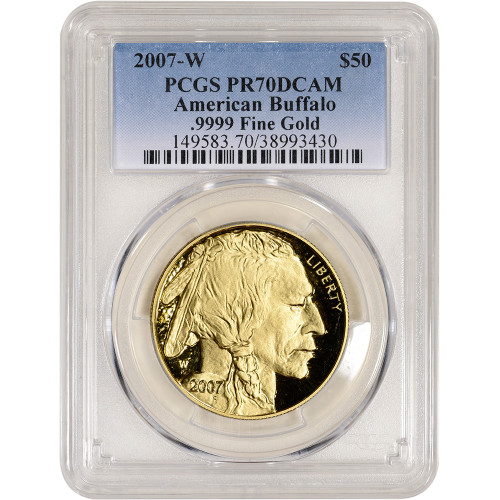 2007 W American Gold Buffalo Proof 1 oz $50 PCGS PR70 DCAM [07-W-BUFF-P-PR70]