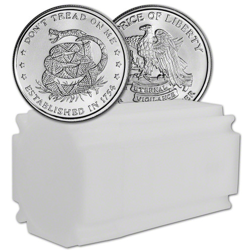 TWENTY 1 oz Cut Saw Mint Silver Round Don't Tread on Me 999 Fine Tube of 20 [SILVER-Rnd-1oz-CSM-DTOM(20)]