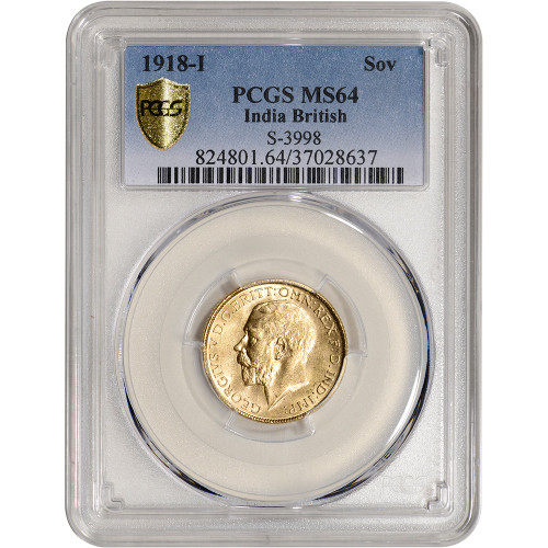 1918 I India British Gold Sovereign - PCGS MS64 S-3998 [WG-02753]