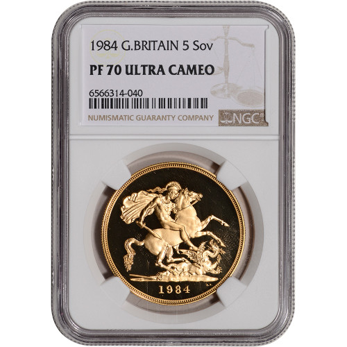 1984 Great Britain Gold 5 Sovereign Proof £5  - NGC PF70 Ultra Cameo [WG-02746]