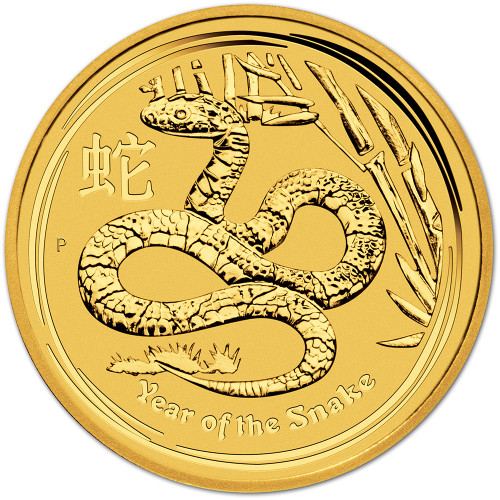 2013 P Australia Gold Lunar Series II Year of the Snake 1/20 oz $5 - BU [13-P-SNAKE-G5-BU]