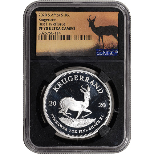 2020 South Africa Silver Krugerrand 1 oz Proof NGC PF70 UCAM First Day Issue [LC-19673]