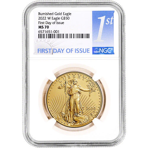 2022 W American Gold Eagle 1 oz Burnished $50 NGC MS70 First Day