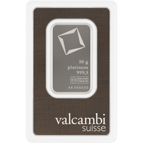1 gram Platinum Bar - Valcambi Suisse - 999.5 Fine in Sealed Assay